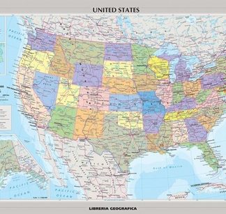 Stati Uniti d'America mappa fisico-politica - United States